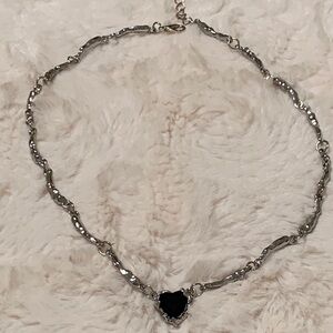 Elegant Silver Tone Heart Necklace